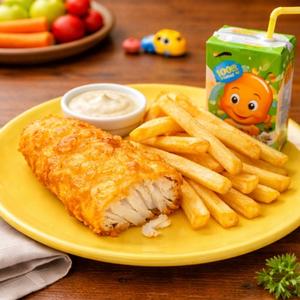 Kids Size Fish Chips and Drink