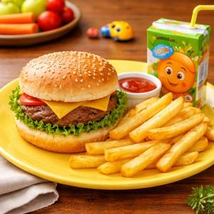 Kids Hamburger Chips and Drink